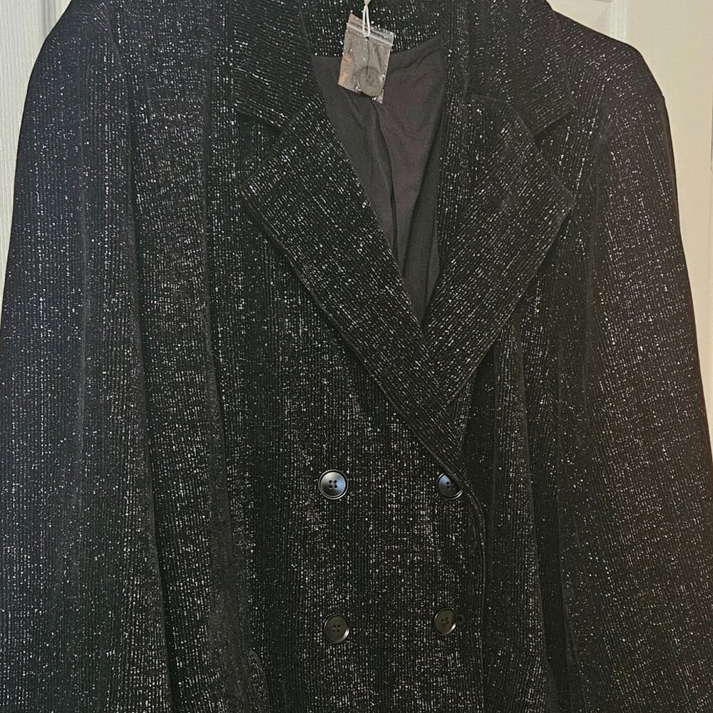 Lurex Double Breasted Patched Pocket Blazer - Picture 3 of 4